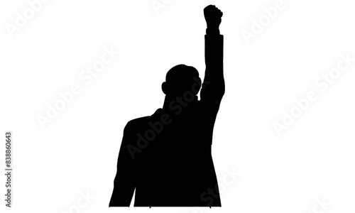 silhouette of man stands with a hand raised vector illustration