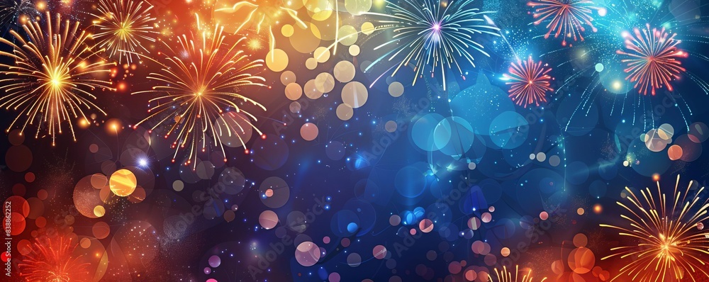 Vibrant fireworks display lighting up the night sky with colorful explosions and glowing lights, perfect for celebrations and festive occasions. Vibrant fireworks display lighting up the night sky with colorful explosions and glowing lights, perfect for celebrations and festive occasions.