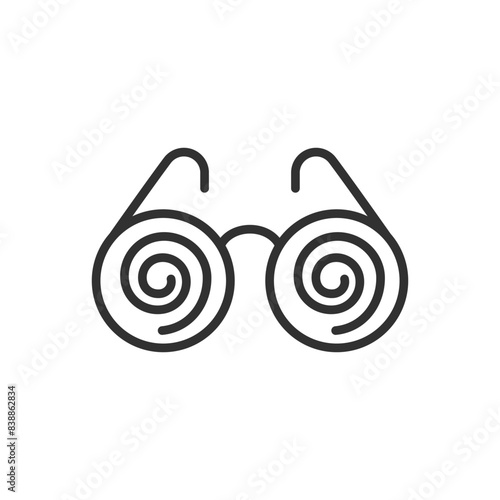 Hypnosis glasses, linear icon. Line with editable stroke