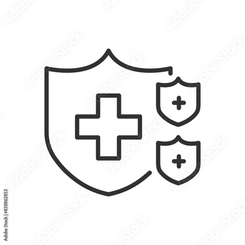 Insurance choices, linear icon. Additional insurance options, additional insured events. Line with editable stroke