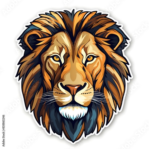 lion head illustration Lion stickers cute lion cartoon 3d lion cartoon on white background Generative AI 