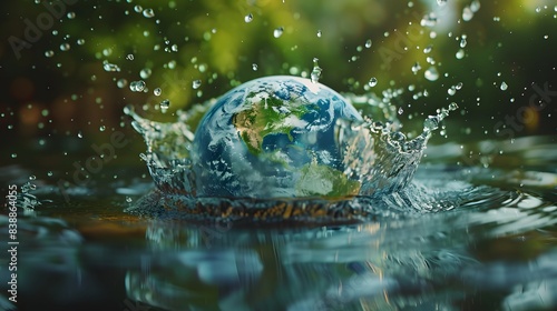 With a glass globe Concept day earth Save the world save environment