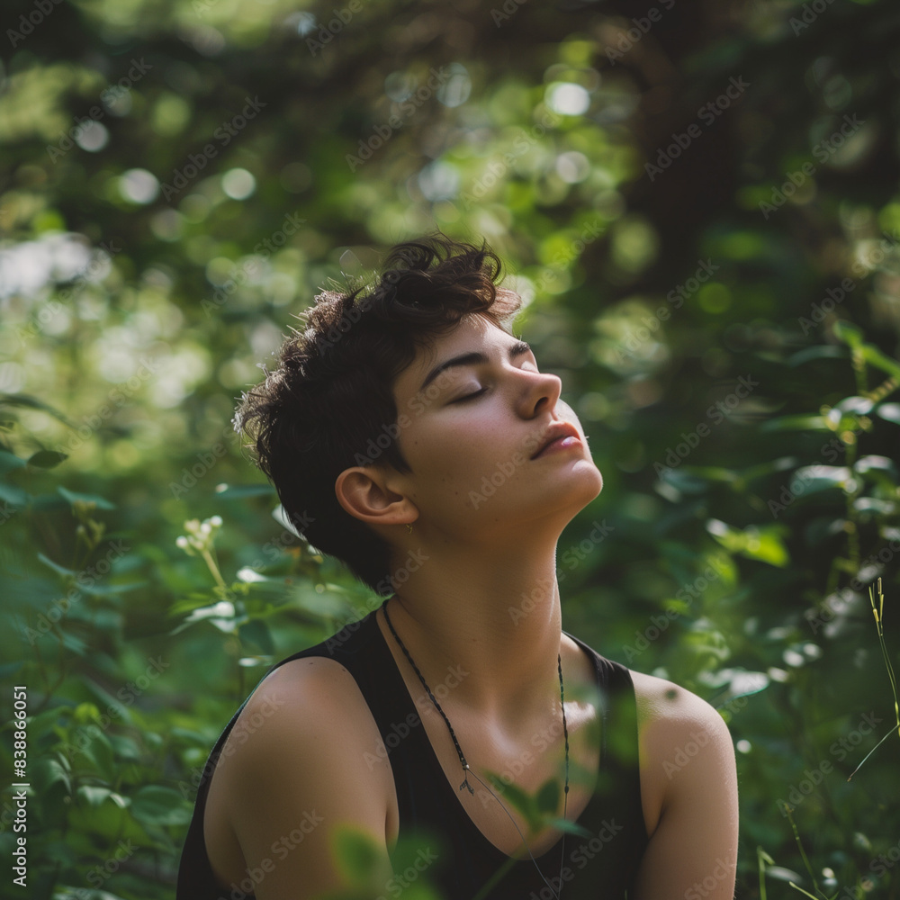 portrait of a lgbtqia person individual in a serene setting portrait of a lgbtqia person individual in a serene setting