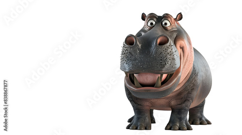 hippopotamus with a smile transparent background, PNG file © Nurul