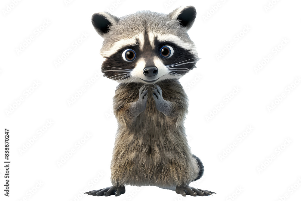 Fototapeta premium close up of a raccoon. transparent background, PNG file