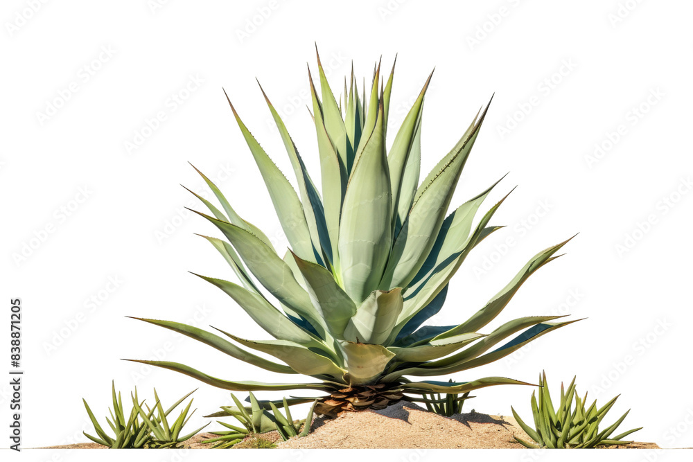 Fototapeta premium The Verdant Sentinel Emerges From the Earth on a White or Clear Surface PNG Transparent Background.