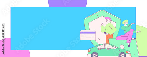 Buy insurance for car flat character vector concept operation illustration
