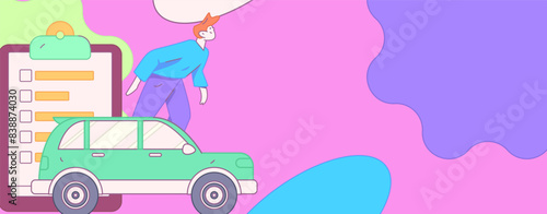Buy insurance for car flat character vector concept operation illustration
