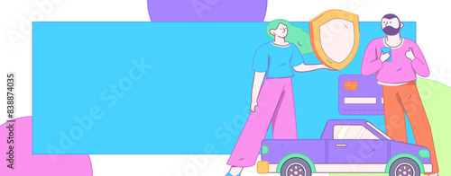 Buy insurance for car flat character vector concept operation illustration
