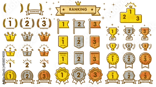 手描き風ベクターのランキングアイコンセット