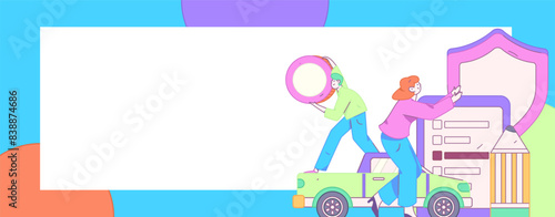 Buy insurance for car flat character vector concept operation illustration
