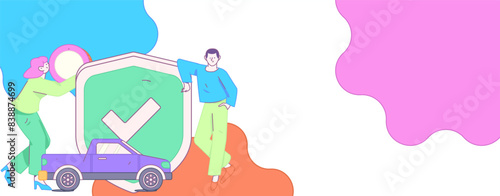 Buy insurance for car flat character vector concept operation illustration
