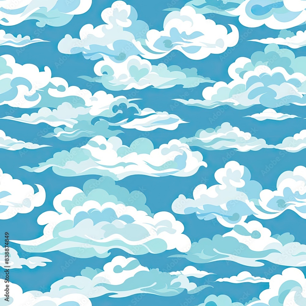 Seamless pattern of white clouds on blue sky background Seamless pattern of white clouds on blue sky background