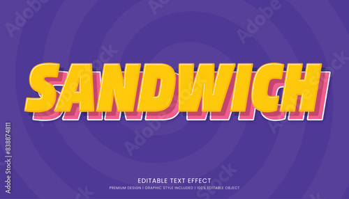 sandwich editable 3d text effect template bold typography and abstract style drinks logo and brand