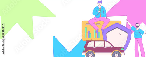 Buy insurance for car flat character vector concept operation illustration
