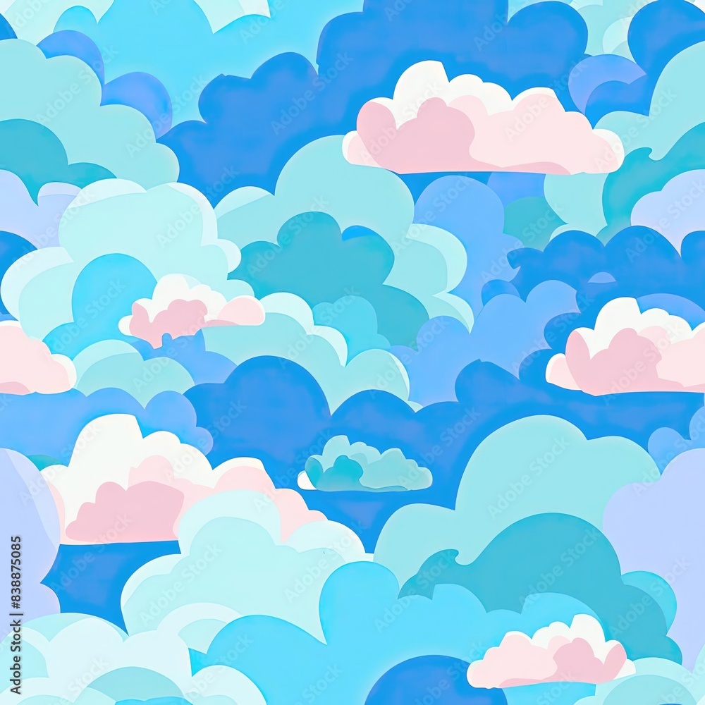 Seamless pattern of colorful clouds in the sky Seamless pattern of colorful clouds in the sky