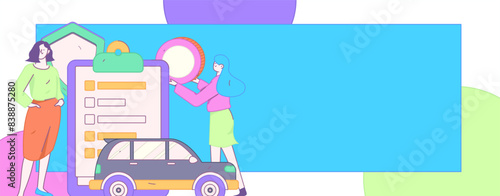 Buy insurance for car flat character vector concept operation illustration
