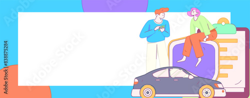 Buy insurance for car flat character vector concept operation illustration
