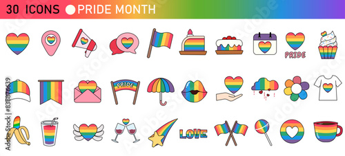 pride month icon set. Vector illustration