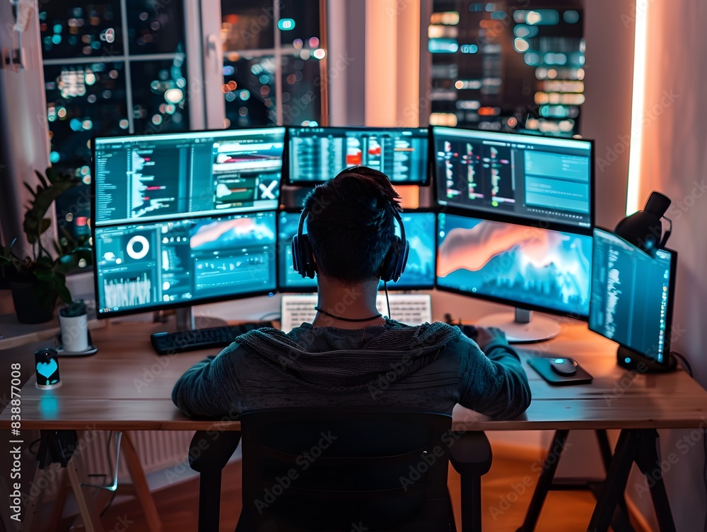 Naklejka premium A person working remotely from home.