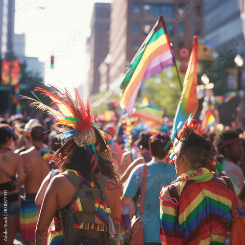 pride parade featuring diverse participants and vibrant colors © imountain