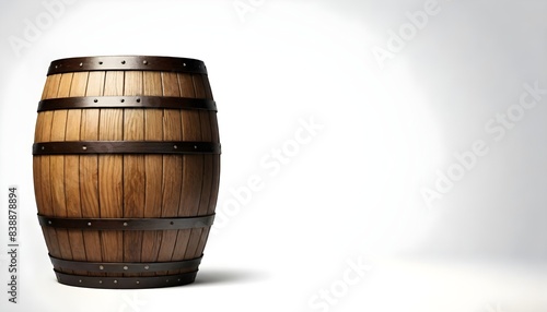 Wooden drum barel isolated on white background