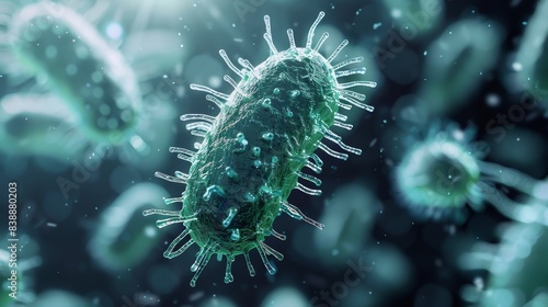 Virus, viral infection, bacteria close up, microorganism, 3d rendering © Wayu