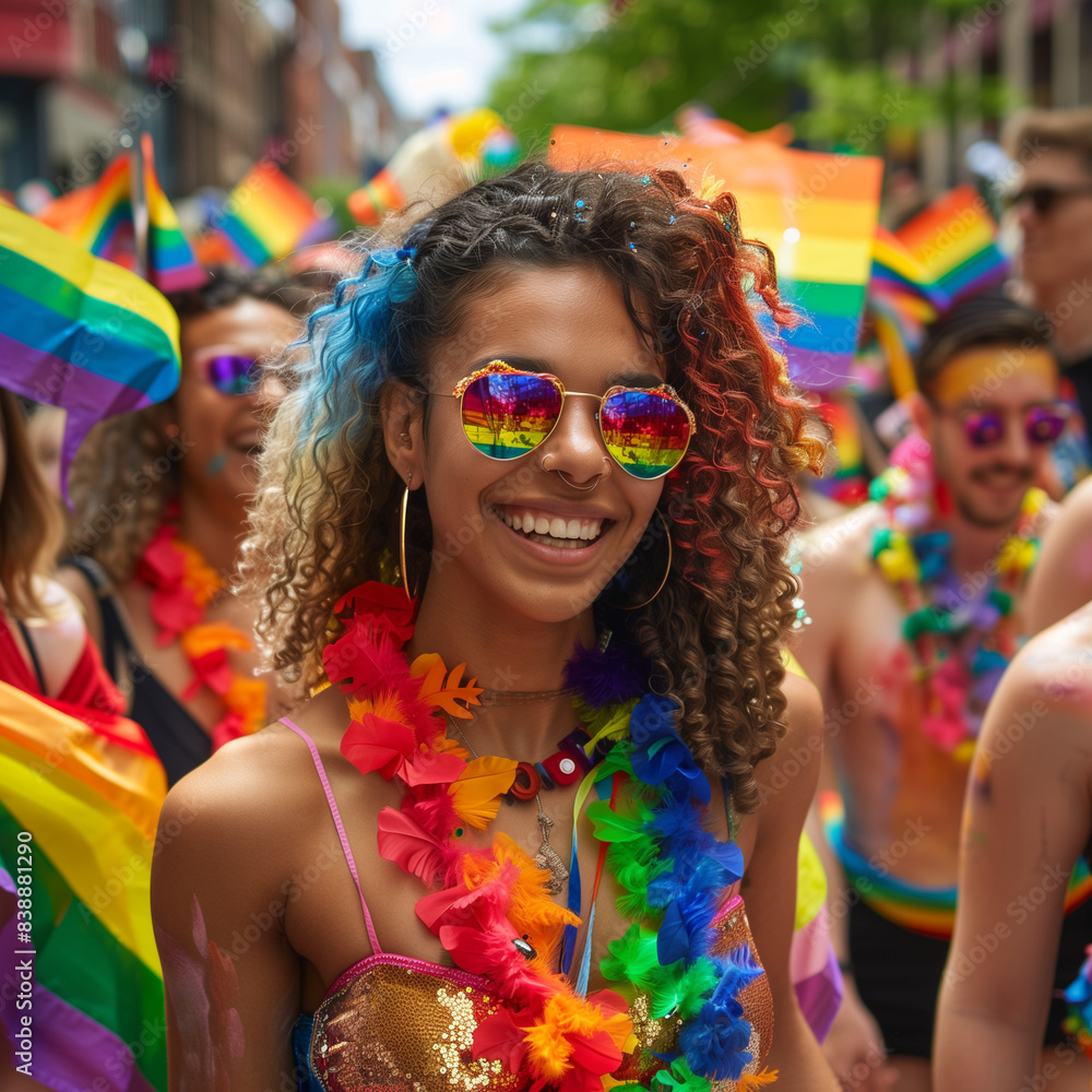 Obraz premium pride parade featuring diverse participants and vibrant colors