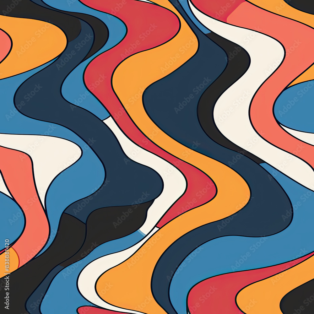 Abstract colorful seamless pattern with flowing curve twirl shapes colorful fluid vivid vibrant. Abstract colorful seamless pattern with flowing curve twirl shapes colorful fluid vivid vibrant.