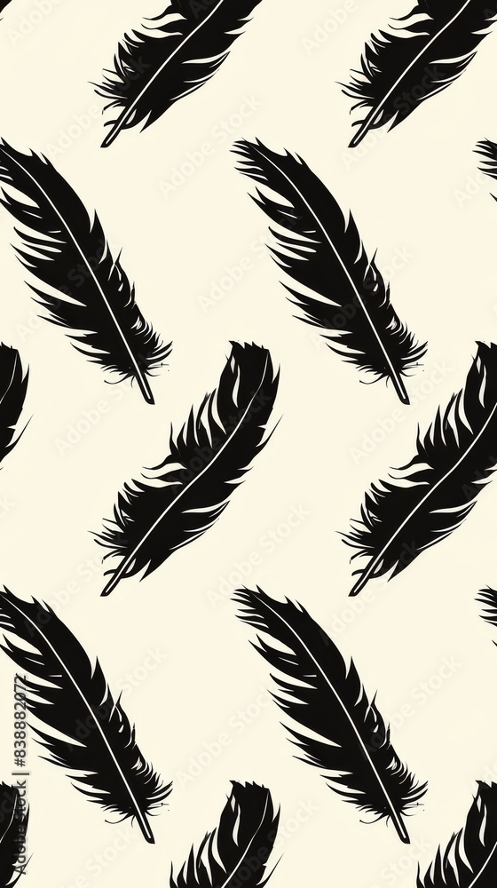 Obraz premium Black feathers on a white background