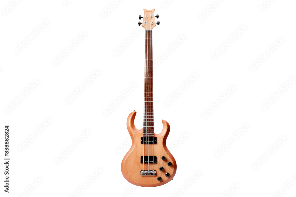 Obraz premium Harmonic Melodies: A Wooden Guitars Tale on a White or Clear Surface PNG Transparent Background.
