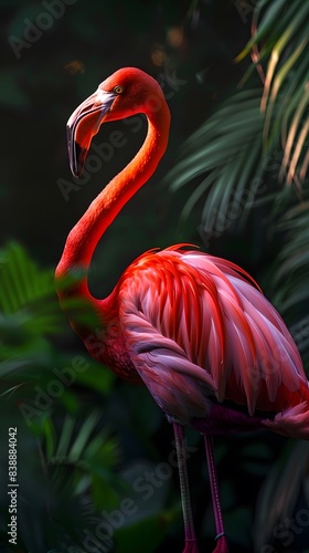 Illustration disign of a pink flamingo. Ai Generate.