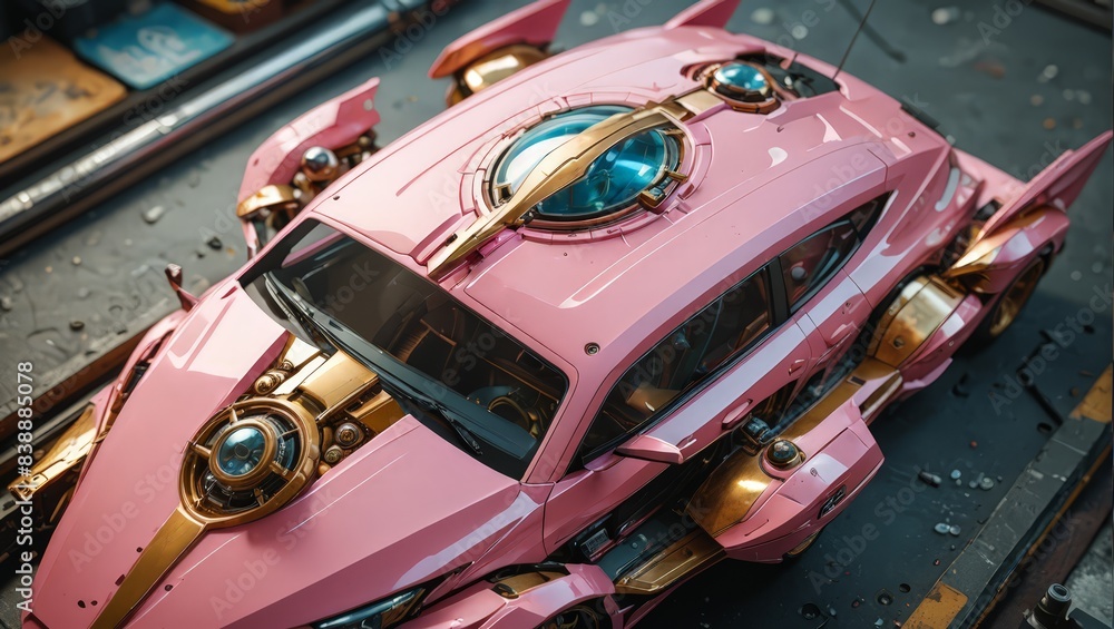 Fototapeta premium Pink futuristic car