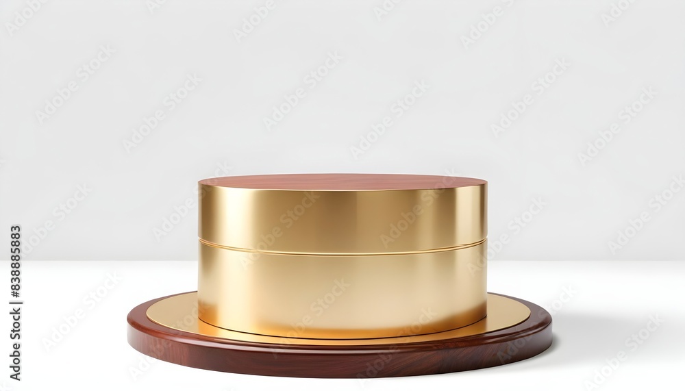 Wood gold podium isolated on white background Wood gold podium isolated on white background