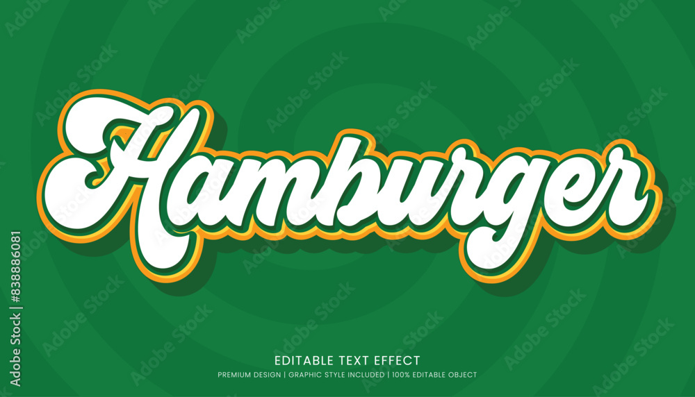 Obraz premium hamburger editable 3d text effect template bold typography and abstract style drinks logo and brand