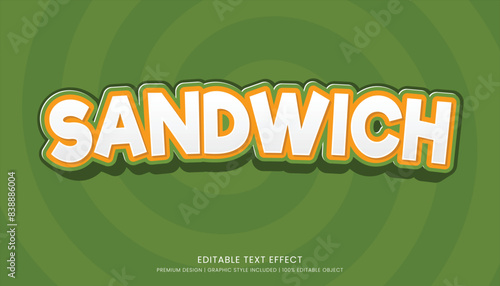sandwich editable 3d text effect template bold typography and abstract style drinks logo and brand