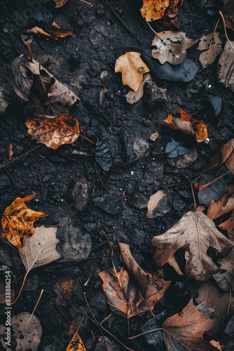 Autumn Litter: A Muted Palette of Fallen Leaves and Discarded Waste © IQRAMULSHANTO
