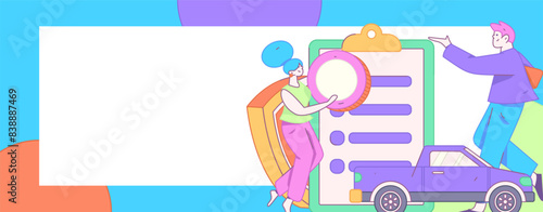 Buy insurance for car flat character vector concept operation illustration
