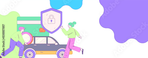 Buy insurance for car flat character vector concept operation illustration
