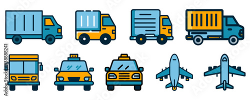 transport vector , cute car icon , trucks  