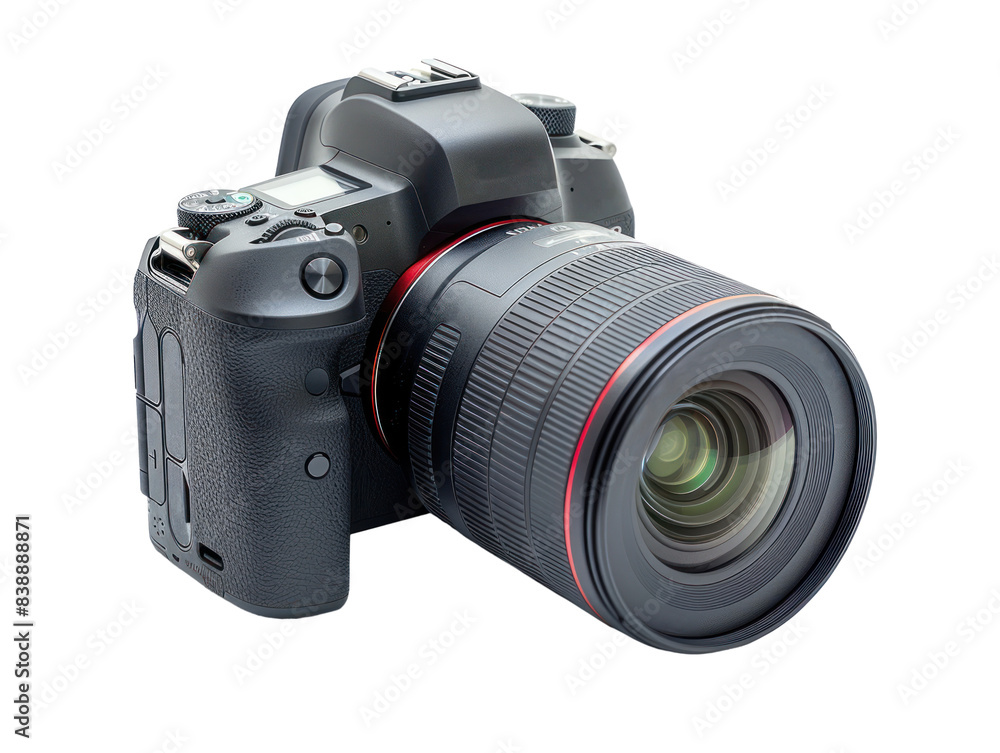 Side view of professional DSLR photo camera mirrorless body with zoom lens in various angles. PNG files of isolated cutout objects on transparent backgrounds. media technology and photography concepts Side view of professional DSLR photo camera mirrorless body with zoom lens in various angles. PNG files of isolated cutout objects on transparent backgrounds. media technology and photography concepts