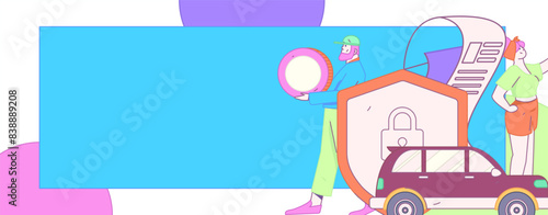 Buy insurance for car flat character vector concept operation illustration
