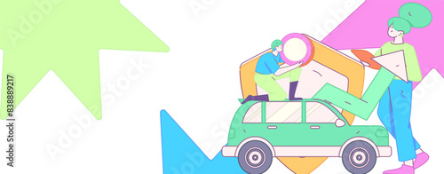 Buy insurance for car flat character vector concept operation illustration
