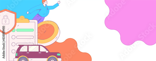 Buy insurance for car flat character vector concept operation illustration
