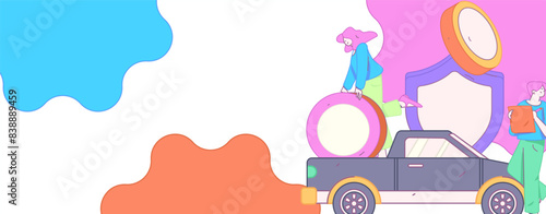Buy insurance for car flat character vector concept operation illustration
