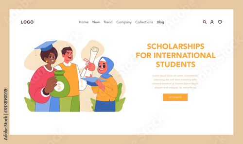 Scholarships for international students. Flat vector illustration © inspiring.team