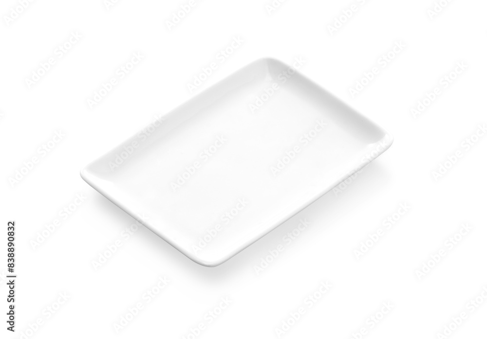 Square Ceramic Plate for dishes and snacks on white background Square Ceramic Plate for dishes and snacks on white background