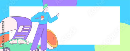 Buy insurance for car flat character vector concept operation illustration
