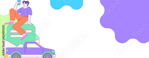 Buy insurance for car flat character vector concept operation illustration
