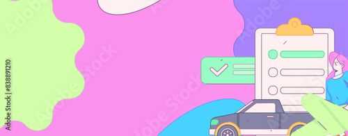 Buy insurance for car flat character vector concept operation illustration
